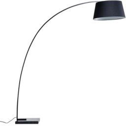 Lampadaire Courbe à Abat-Jour en Trapèze en Métal et Marbre Noir et Blanc Benue - Noir