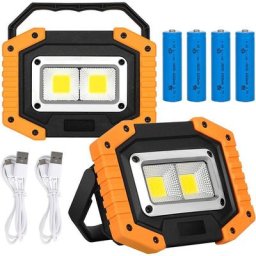 2 Projecteur de Chantier led, usb Rechargeable Lampe de Travail 30W 2000LM - Luminaire extérieur