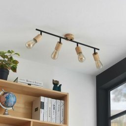 Spot à intensité variable 'Magniva' en métal pour salon & salle à manger - noir, bois foncé