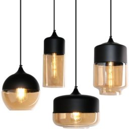Suspension Design Style Retro Vintage Contemporain Couleur Fumé , Lustre Abat-jour en Verre Corde