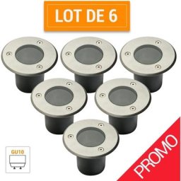 Pack Promo 6 Spots mini alfa extérieurs encastrables 230V rond à ampoule GU10 interchangeable IP67