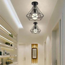 2 pack Plafonnier industrielle Retro 25cm en forme Diamant Suspension Luminaire pour Salle à