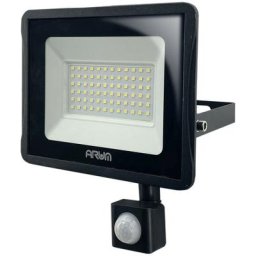 Arum Lighting - Projecteur led 50W Noir détecteur de mouvement IP65 Température de Couleur: Blanc