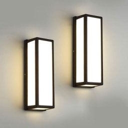 Lot de 2 appliques murales d'extérieur 18 w led modernes pour porche et terrasse en aluminium noir