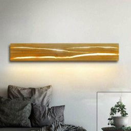 Applique murale d'intérieur en bois pour chambre à coucher - 3000K LED blanc chaud 24W Veilleuse de