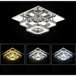 Plafonnier en Cristal 30CM Miroir Acier Inoxydable Moderne led Double-pont Luminaire Lustre