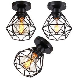 Plafonnier Industrielle Vintage Design Rétro Luminaire Led E27 pour Salon Chambre Cuisine Couloir