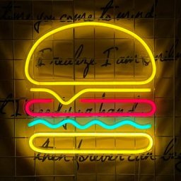 1pc Enseigne au néon, hamburger Applique murale, Décoration Lumière fraîche usb Enseigne au néon