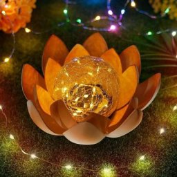 Lumière de jardin de fleur de lotus extérieure à énergie solaire, bel effet de lumière à travers le