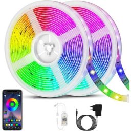 Led 20m (10m 2) led rgb Band multicolore flexible light Band with Remote Control, synchrone with