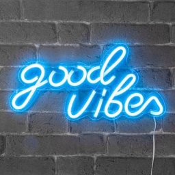 Neon led Good Vibes 40,5CM - Neon Mural Bleu sur Secteur - Lampe Neon Enseigne avec Interrupteur