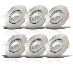 B.k.licht - Set de 6 spots 5W led encastrables orientables ultra-plats nickel mat