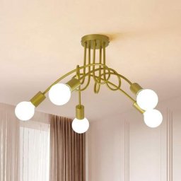 Plafonnier Luminaire Industrial Metal Fer , Edison 5 Têtes Plafonnier Design E27 5 Lampes de Lustre
