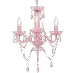 Lustre avec perles Rose Rond 3 x E14 Vidaxl Rose