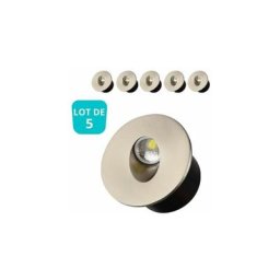 Lot de 5 Spots led muraux rond mat chrome 3W 4000K - Mat chrome
