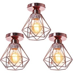 STOEX 3pcs Plafonnier Industriel en Métal, Suspension Luminaire Style Vintage Design forme Cage