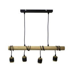 Xanlite - Suspension 4 douilles bois, culot E27, câble de 80cm et 60cm réglables, IP20 - SDECYW4DW