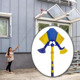 Dema - Balai tête de loup triangulaire télescopique 3-en-1 pour gouttières