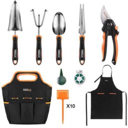 Kit d'Outils de Jardinage en Acier Inoxydable (29 en 1), Truelle de Transplantation, Sécateur,