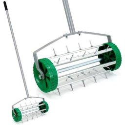LA450 Rouleau aérateur de Jardin, scarificateur manuel pour pelouse et gazon - Gris - Varan Motors