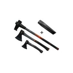 Hachettes bois acier forgé Fuxtec FX-AX4 - Set hachette 36cm + hache 69cm + hache de fendage 91cm +