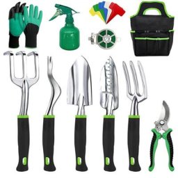 11pcs Ensemble d'outils de Jardin avec Sac de Jardin, Outils de Jardin en Aluminium, Pelle de
