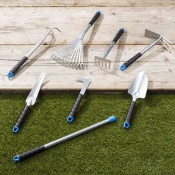 Hi Ensemble d'outils de jardin 8 pcs Argenté Métal