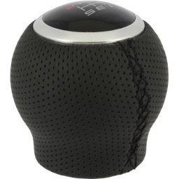 Race Sport - Pommeau rond simili cuir noir bague marche arrière avec pastilles