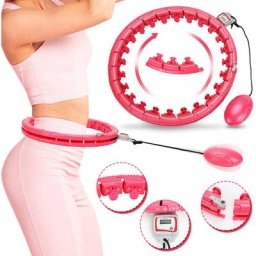 Randaco - 24 Pièces Hula Hoop Intelligent avec Compteur Améliorer la Posture Réglable 1.2kg - rose