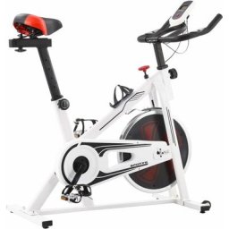 Vélo d'appartement avec capteurs de pouls Blanc et rouge vidaXL - Blanc