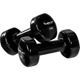 Movit - set de 2 haltères en vinyle, haltères courts avec surface en vinyle, 2x 0,5 kg en noir