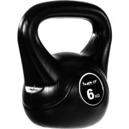 MOVIT Kettlebell BASIC BLACK, haltère à boule avec enveloppe en matière synthétique ménageant le