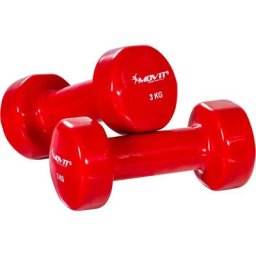 Movit - set de 2 haltères en vinyle, haltères courts avec surface en vinyle, 2x 0,5 kg en rouge