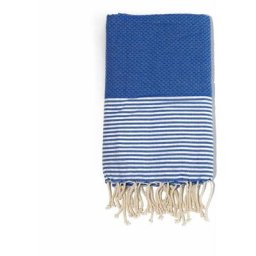 Fouta en coton tissage nid d'abeille ziwane 100x200cm bleu royal