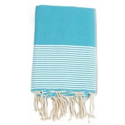 Fouta en coton tissage nid d'abeille ziwane 100x200cm turquoise