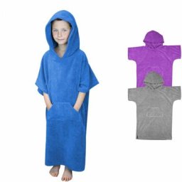 Serviette poncho de bain ou de plage avec poche - Enfant - Bleu Vivezen Bleu