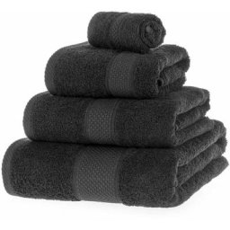 Homescapes - Serviette 100% Coton - Noir - Lot 4 serviettes - Noir
