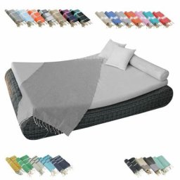 Véritable fouta Tunisienne 1m x 2m nid d'abeille 100% coton 380g - Gris Pierre Vivezen