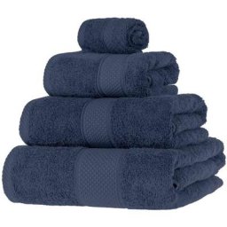 Homescapes - Serviette 100% Coton - Bleu marine - Lot 4 serviettes - Bleu Marine
