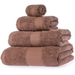 Homescapes - Serviette 100% Coton - Chocolat - Lot 4 serviettes - Chocolat