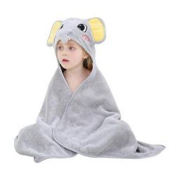 Blue Dream - Bébé à capuche serviette de bain (éléphant gris 70 120cm) mignon animal coton poncho