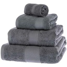 Homescapes - Serviette 100% Coton - Gris - Lot 4 serviettes - Gris