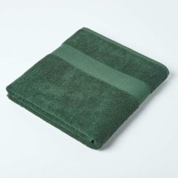 HOMESCAPES Drap de bain 100% coton Vert foncé, 100 x 150 cm - Vert Foncé
