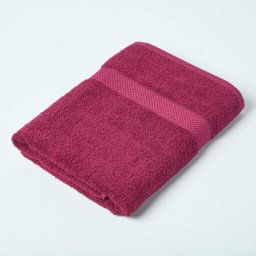 Homescapes - Serviette de bain 100% coton Bordeaux, 70 x 130 cm - Bordeaux