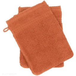 Linnea - Gant de toilette 16x21 natural - Rouge Ocre