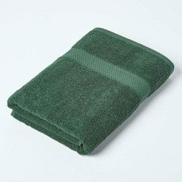 Homescapes - Serviette de bain 100% coton Vert foncé, 70 x 130 cm - Vert Foncé