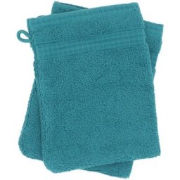 Linnea - Gant de toilette 16x21 natural - Bleu Canard