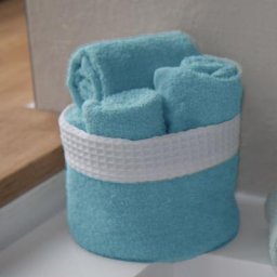 Homemaison - Panier invité avec serviettes Aqua 30 x 30 cm - Aqua