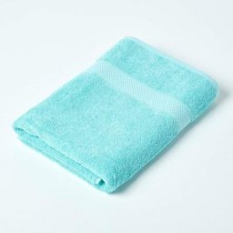 Homescapes - Serviette de bain 100% coton Bleu aqua, 70 x 130 cm - Bleu Aqua