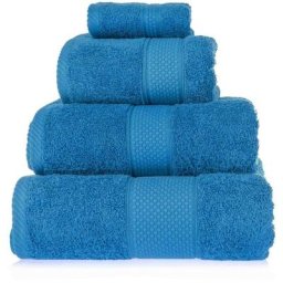 HOMESCAPES Serviette 100% Coton - Bleu de Cobalt - Lot 4 serviettes - Bleu Cobalt